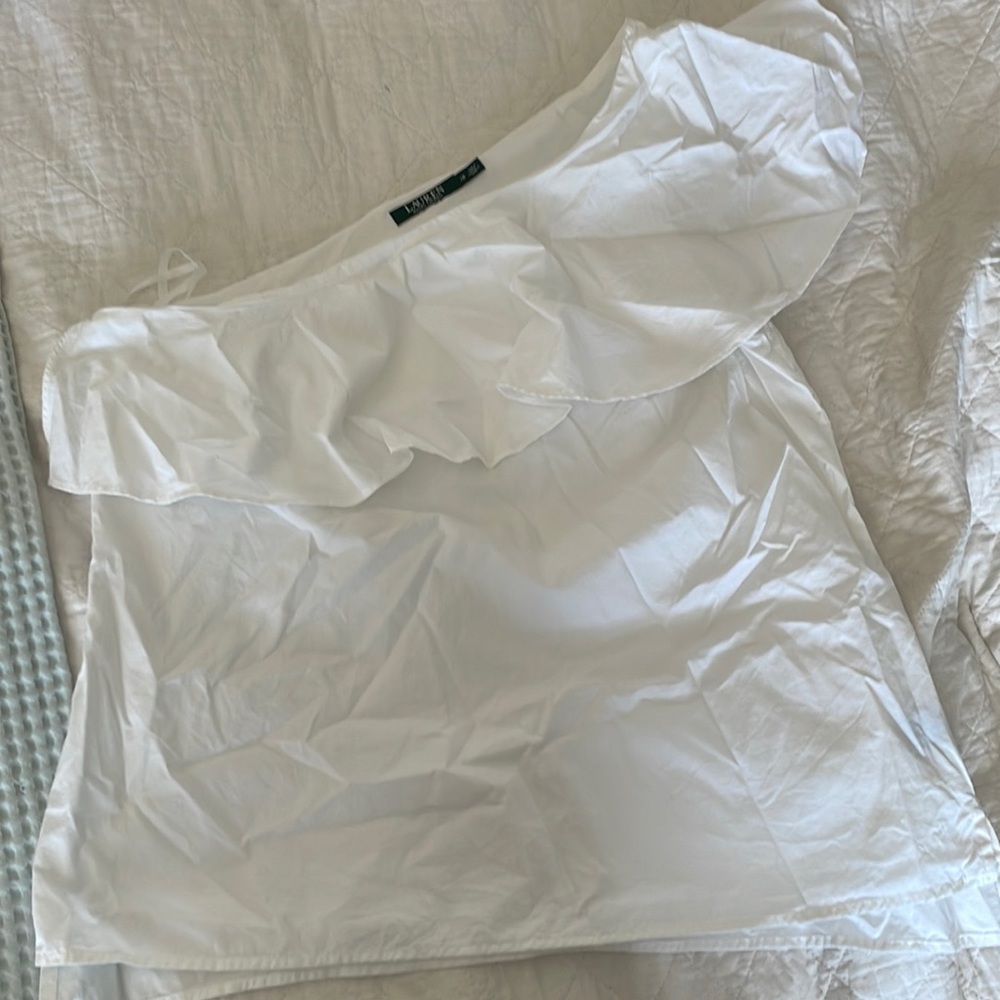 Ralph Lauren poplin 1 shoulder blouse